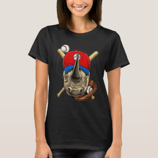 Camiseta Jogador de Beisebol Rinoceronte Receptor Arremessa