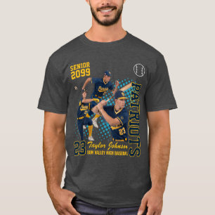 Camiseta Jogador de Beisebol Sênior Colagem de Foto Persona