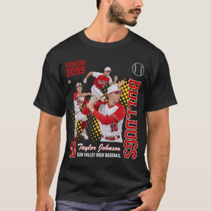 Camiseta Jogador de Beisebol Sênior Colagem de Foto Persona