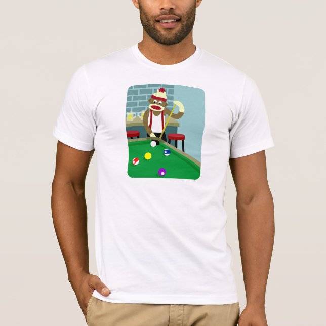 Camiseta Jogador de bilhar da piscina do macaco da peúga (Frente)