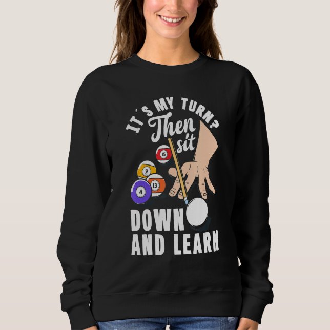 Camiseta Jogador de Bilhar Snooker Pool Senta e Aprende (Frente)