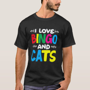Camiseta Jogador de Bingo Eu Amo Bingo e Gatos Fã