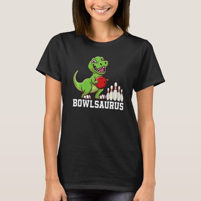 Camiseta Jogador de Boliche Bowlosaurus Gráfico de Esportes (Frente)