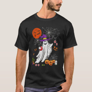 Camiseta Jogador de Boliches de bruxas do Halloween Boo Gho