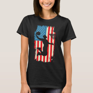 Camiseta Jogador de Bysketbyll americano Flag Vintage Men B