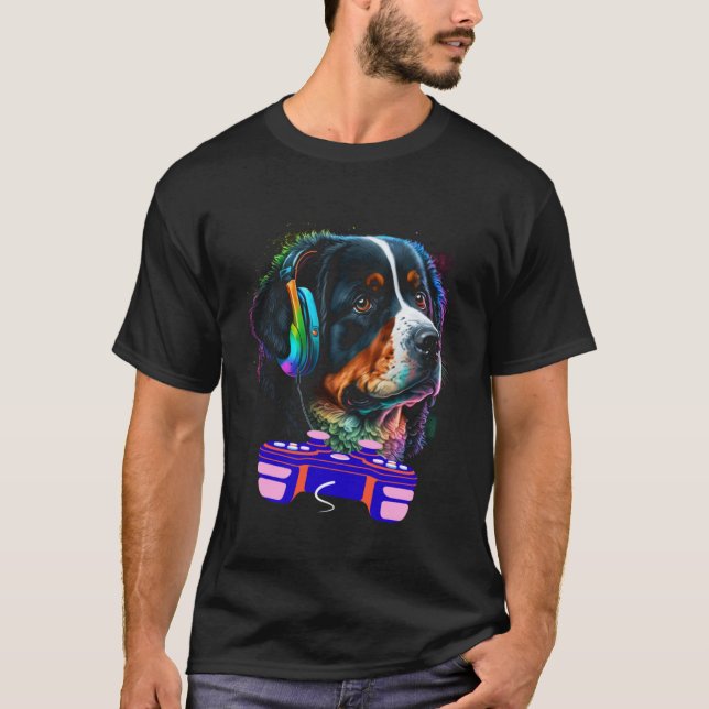 Camiseta Jogador de Cachorro da Montanha Bernês me joga (Frente)