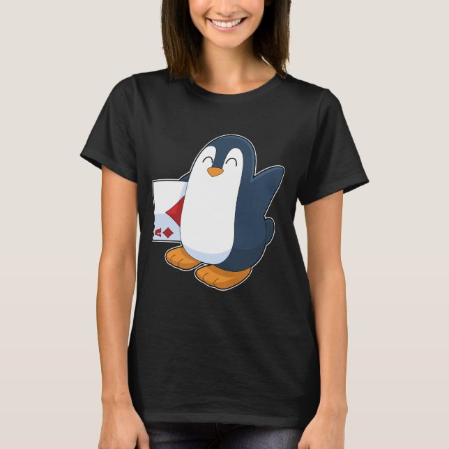 Camiseta Jogador de cartões de pôquer Penguin (Frente)