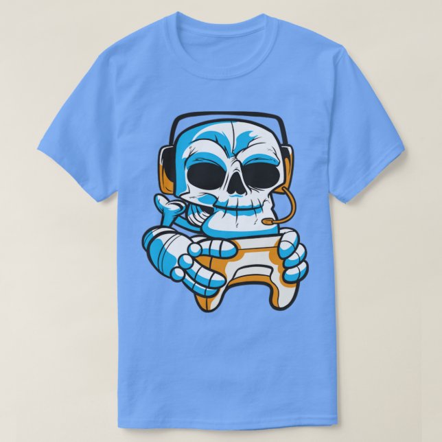 Camiseta Jogador de crânio com joystick (Frente do Design)