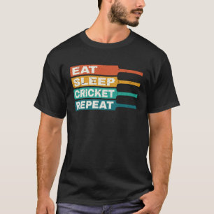 Camiseta Jogador de críquete Coma Críquete Repetitivo do So