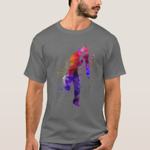 Camiseta Jogador de críquete silhueta em aquarela5