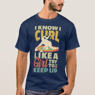 Camiseta Jogador de Curling para uma Mulher Curler Eu Sei q
