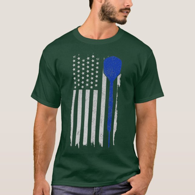 Camiseta Jogador de Darts de Mens - American Flag Patriotic (Frente)