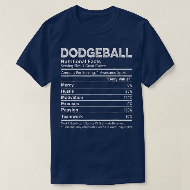 Camiseta Jogador de Fatos de Nutrição Engraçado Dodgeball M (Frente do Design)