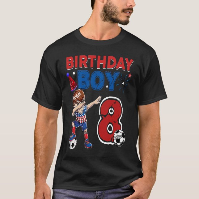 Camiseta Jogador de futebol 8 anos do Dabbing Boy 8th Birt (Frente)