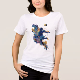 Camiseta Jogador de Futebol Abstrato   Arte em Aquarela de 
