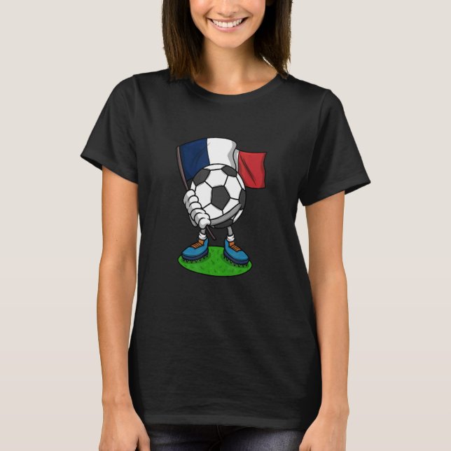 Camiseta Jogador de futebol bola com bandeira da França (Frente)