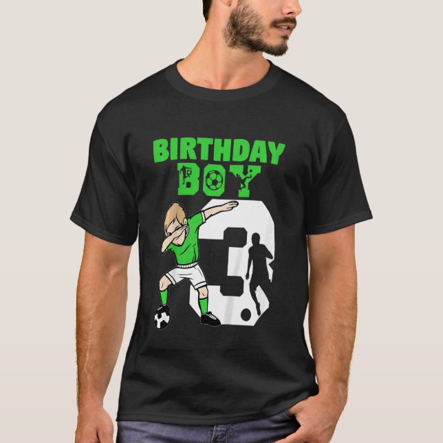 Camiseta Jogador de futebol de 3 anos, aniversário de 3 ano (Frente)