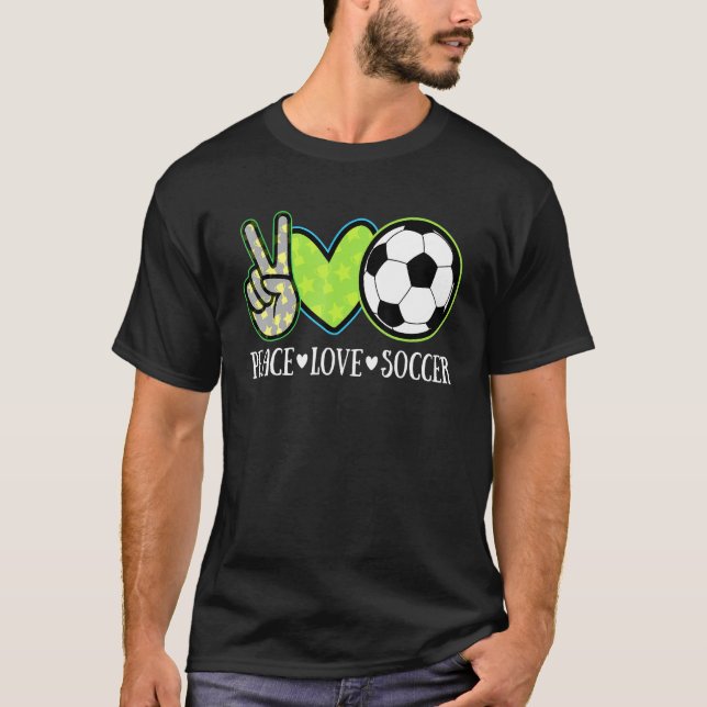 Camiseta Jogador de futebol de paz e amor - futebol europeu (Frente)