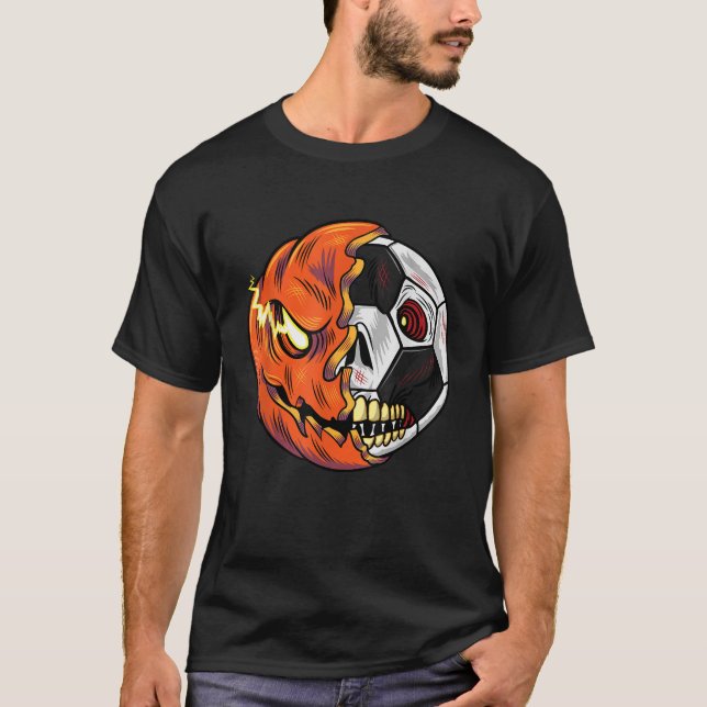 Camiseta Jogador de futebol do Halloween, Pumpkin da bola d (Frente)