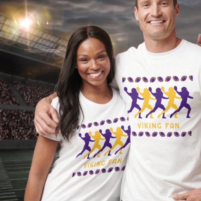 Camiseta Jogador de futebol Dourado Roxo Viking Silhouettes (Criador carregado)