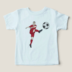 Camiseta Jogador de Futebol Retrô Chutando Bola Ação de Vol