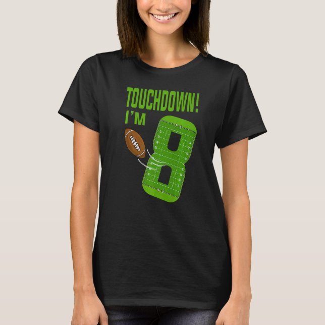 Camiseta Jogador de futebol touchdown Eu sou 8 Boy Football (Frente)
