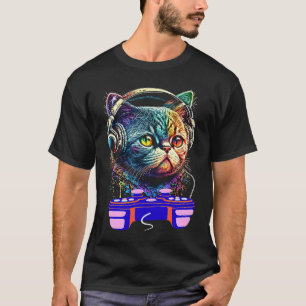 Camiseta Jogador de Gato Exótico de Pelo Curto de Vídeo de