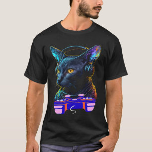 Camiseta Jogador de Gato Korat Gamer Vídeo Animal Homens Ki