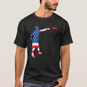 Camiseta Jogador de Golfe Usa American Fla em Disco Frisbee