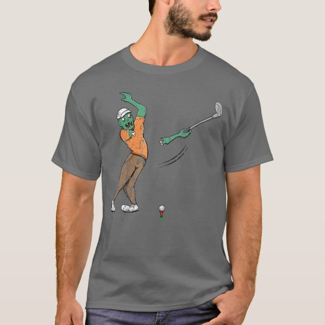 Camiseta Jogador de Golfe Zumbi Golfe no Halloween Horror A (Frente)