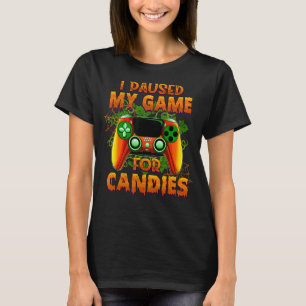 Camiseta Jogador de Halloween Eu Pausei Meu Jogo por Candie