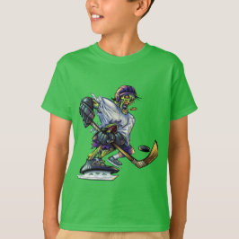 Camiseta Jogador de hóquei de Halloween Zumbi Engraçado de