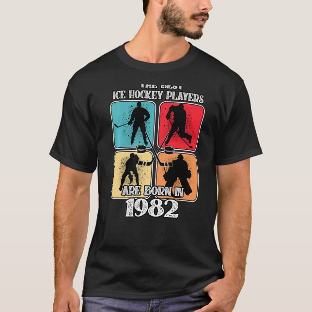 Camiseta Jogador de Hóquei no Gelo de 40 anos, 1982, aniver (Frente)