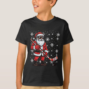Camiseta Jogador de hóquei no gelo do Papai Noel do Natal R