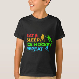 Camiseta Jogador de Hóquei no Gelo Eu Como Durmo Hóquei no