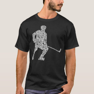 Camiseta Jogador de Hóquei Roll Art em Linha Typogr