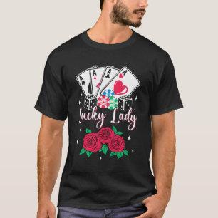 Camiseta Jogador de Jogo da Senhora Lucky Casino Gambler De