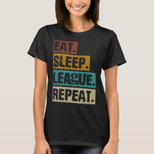 Camiseta Jogador de jogos Vintage da Liga do Sono Repita