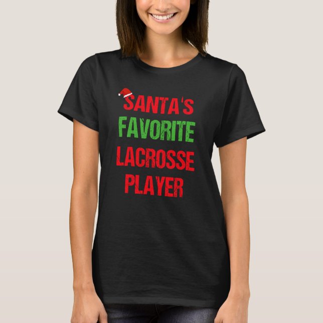 Camiseta Jogador de Lacrosse Funny Pajama Natal (Frente)