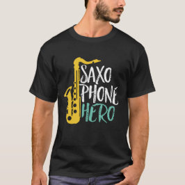 Camiseta Jogador de Música Jazz do Saxofone Hero Funny Sax