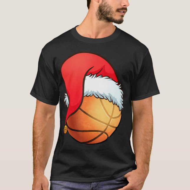 Camiseta Jogador de Natal para Papais noeis de Bola de Basq (Frente)