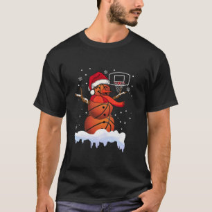 Camiseta Jogador de Neve do Basquete Santa Hat, Fundição de