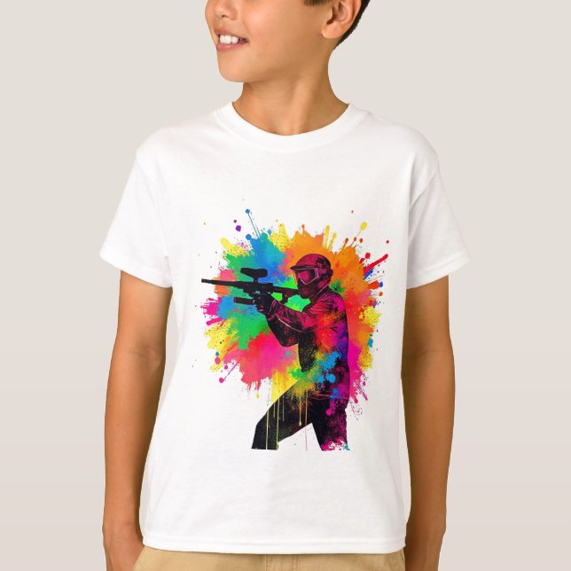 Camiseta Jogador de Paintball Design Colorida (Frente)