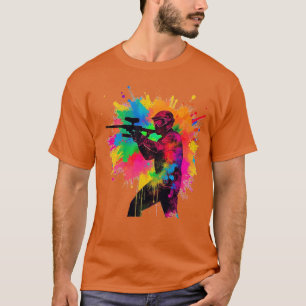 Camiseta Jogador de Paintball Design Colorida