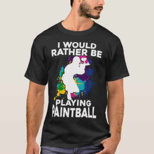 Camiseta Jogador de Paintball Eu Preferiria Estar Jogando
