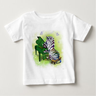 Camiseta Jogador de Piano Zebra Colorida Bonito - Caricatur