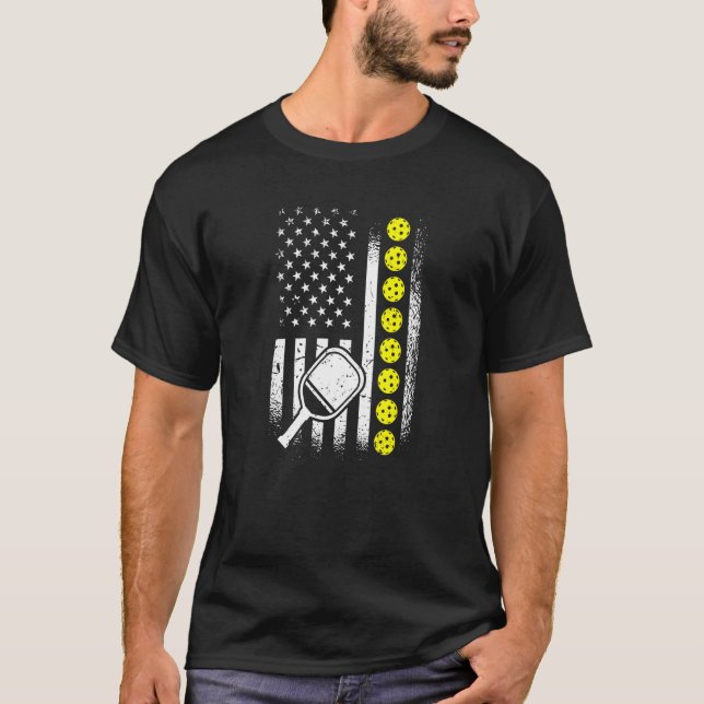 Camiseta Jogador de Pickleball Americano de Bandeira Patrió (Frente)