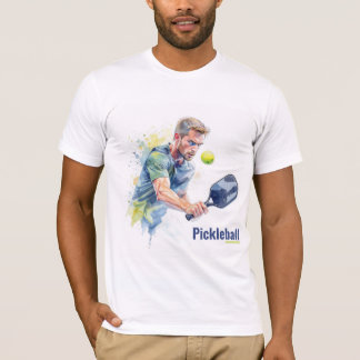 Camiseta Jogador de Pickleball com Bola - Estilo Aquarela