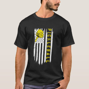 Camiseta Jogador de Pickleball Design, US Flag Vintage, Fun