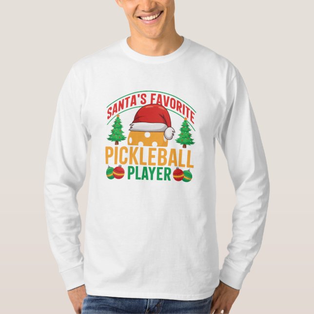 Camiseta Jogador de Pickleball Favorito do papai noel - Eng (Frente)